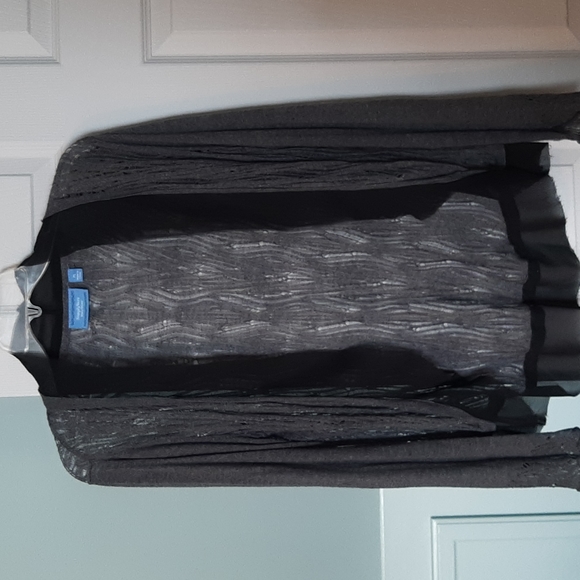 Simply Vera Vera Wang Sweaters - Simply Vera Wang Open Weave Sheer Trim Cardigan
